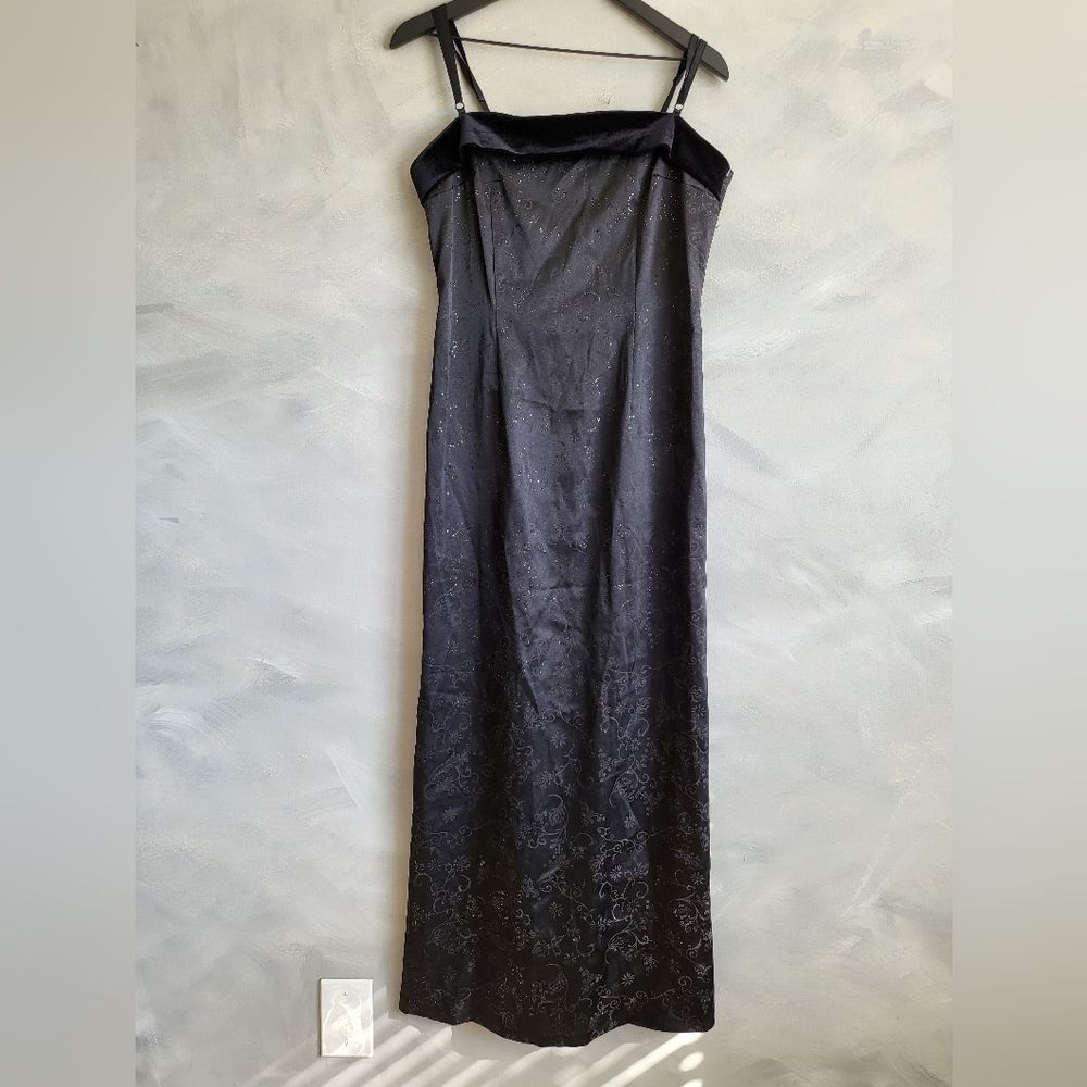 Rampage and Silver Shimmer Velour Bust Trim Maxi Formal Empire Dress Size 11